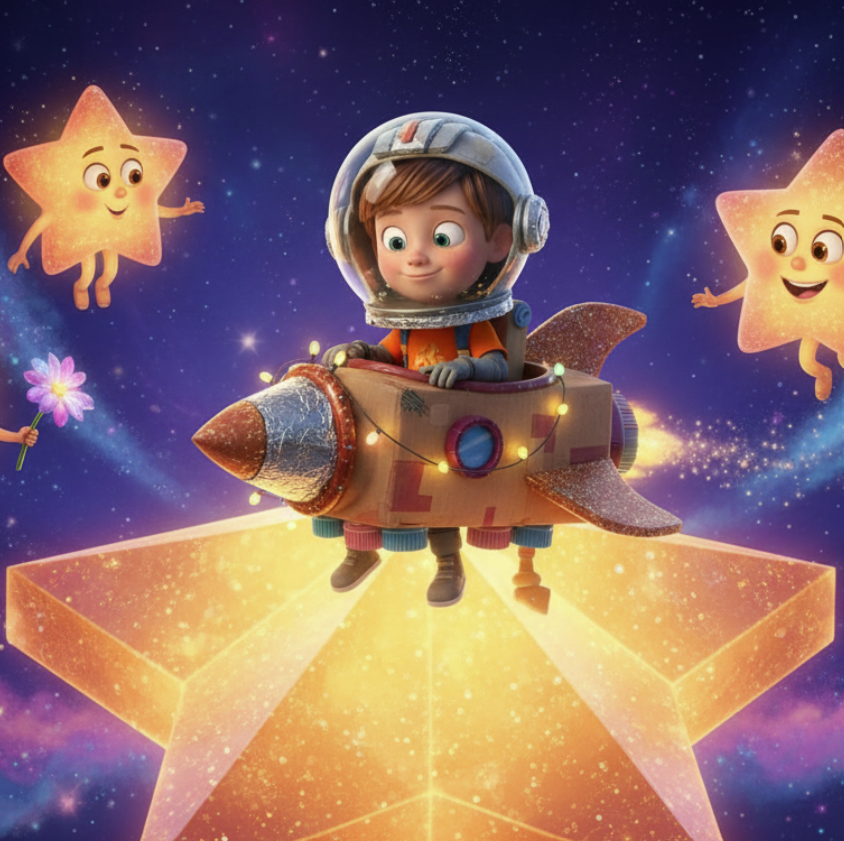 Astronauta niño en el espacio